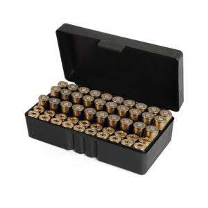 Outdoor shooting bullet storage box 9mm submachine gun pistol universal black can store 50PCS portable