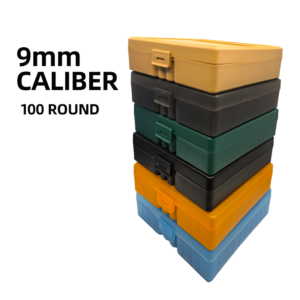 100 Rounds Tactical Ammo Box 9mm Pistol Rifle Ammo Bullet Carry Storage Box Flip-Top Cartridge Storage Case Hunting